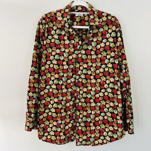 Maus & Hoffman Autumn Leaves 100% Cotton Made in USA Button Down Shirt Large